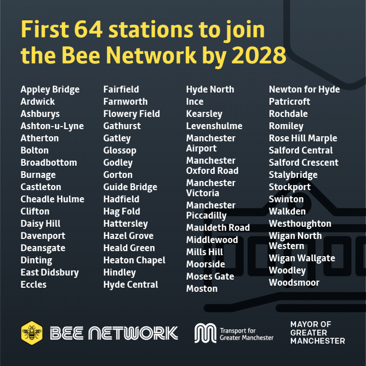 Bee Network Rail First Stations