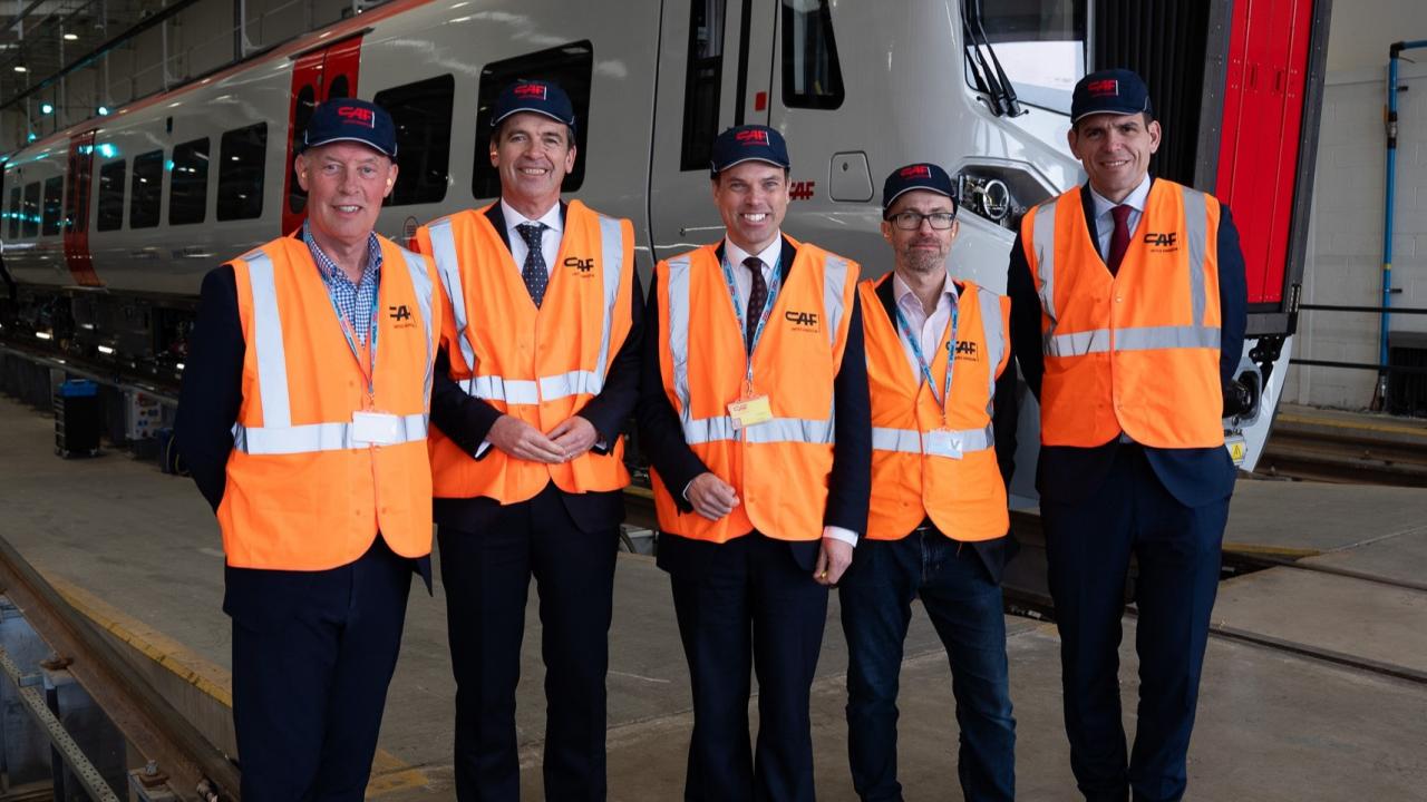 Ken Skates with Train crew