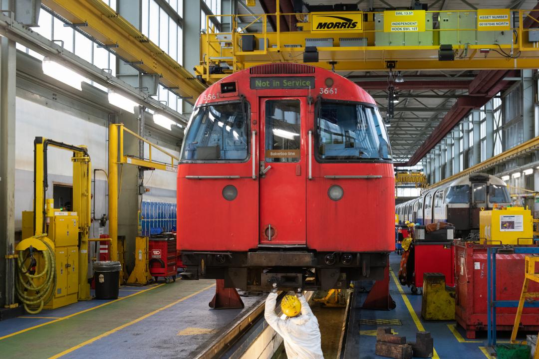 Bakerloo Train being maintained