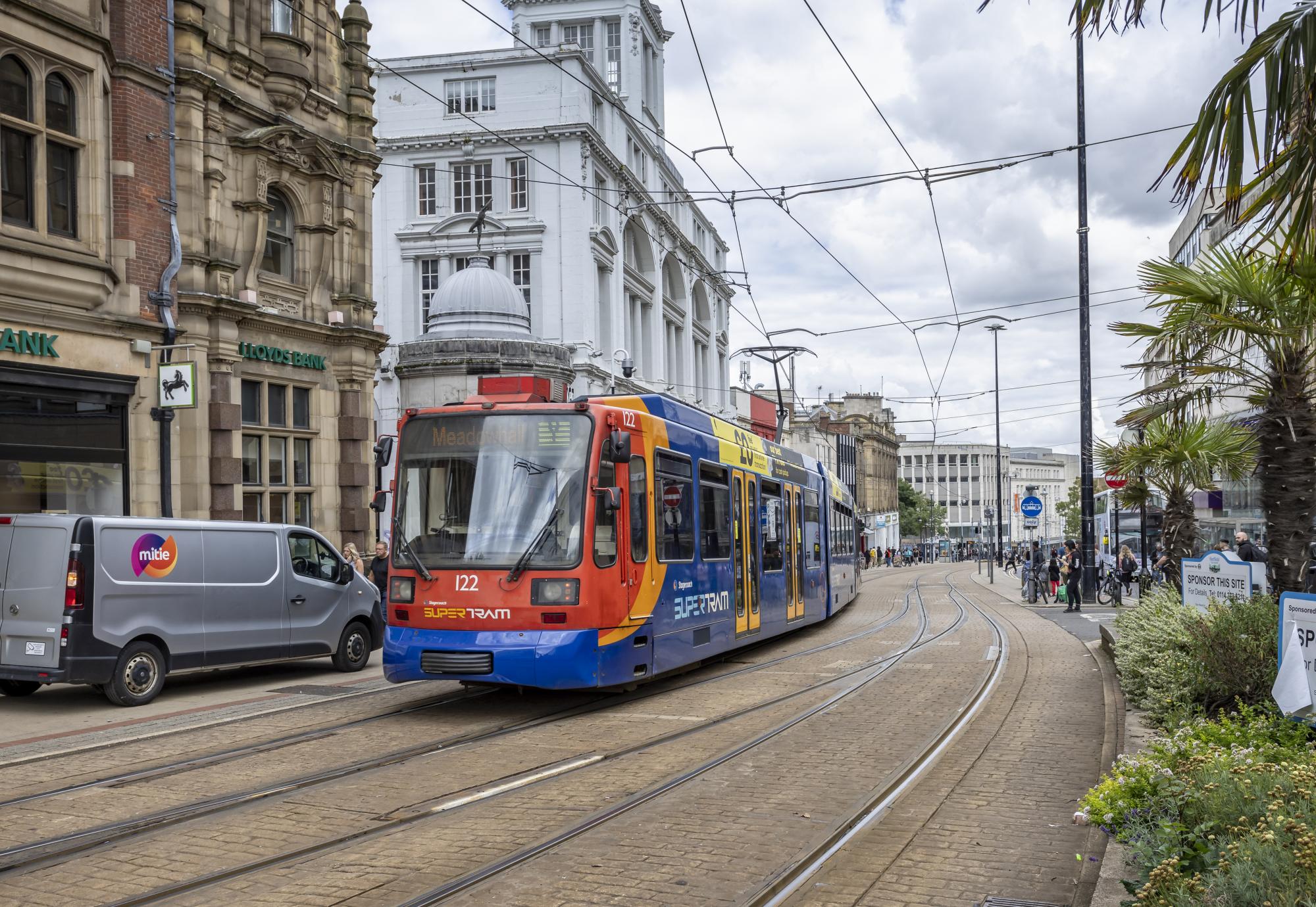 Supertram in Sheffield city centre