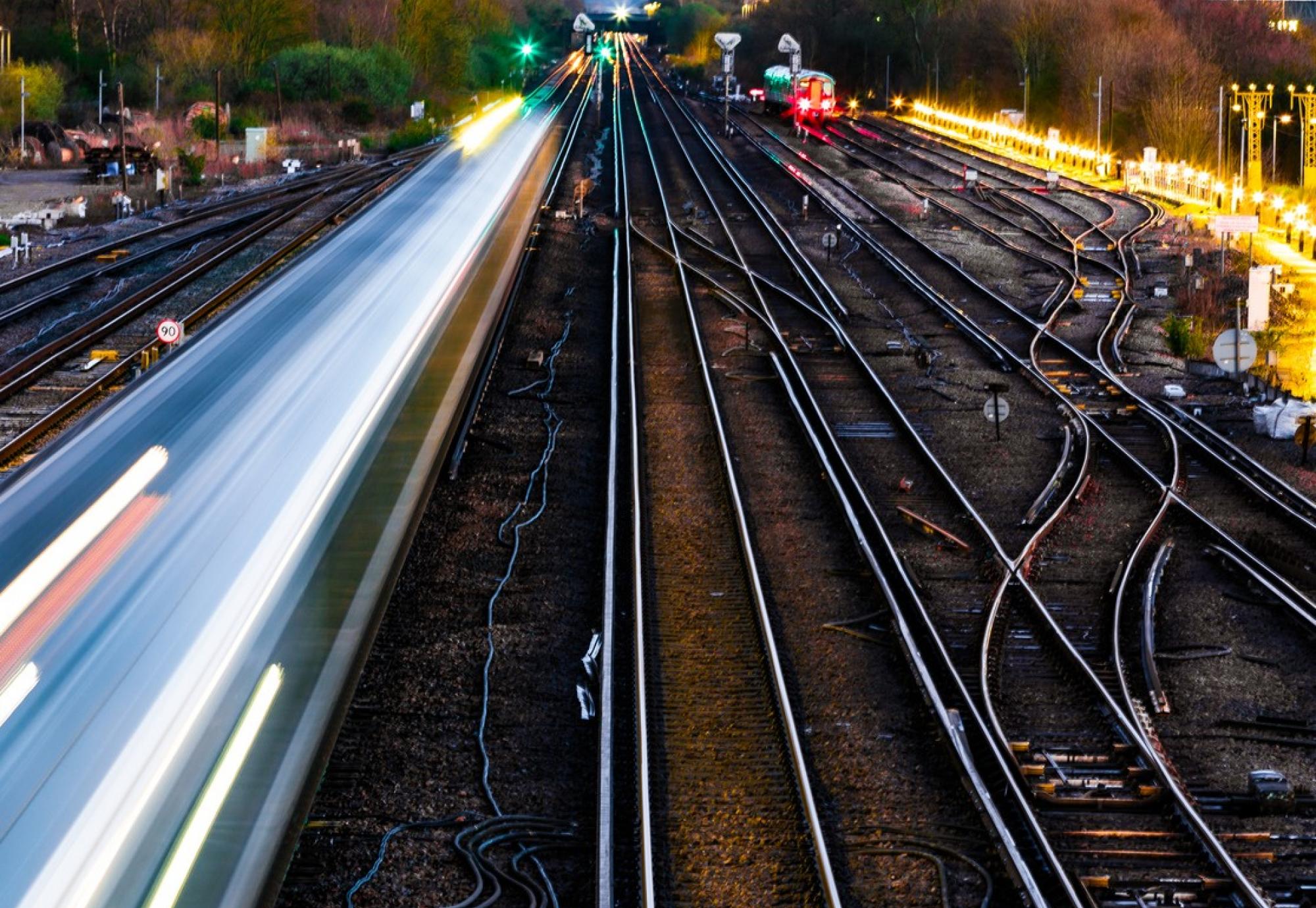 Train passing through station