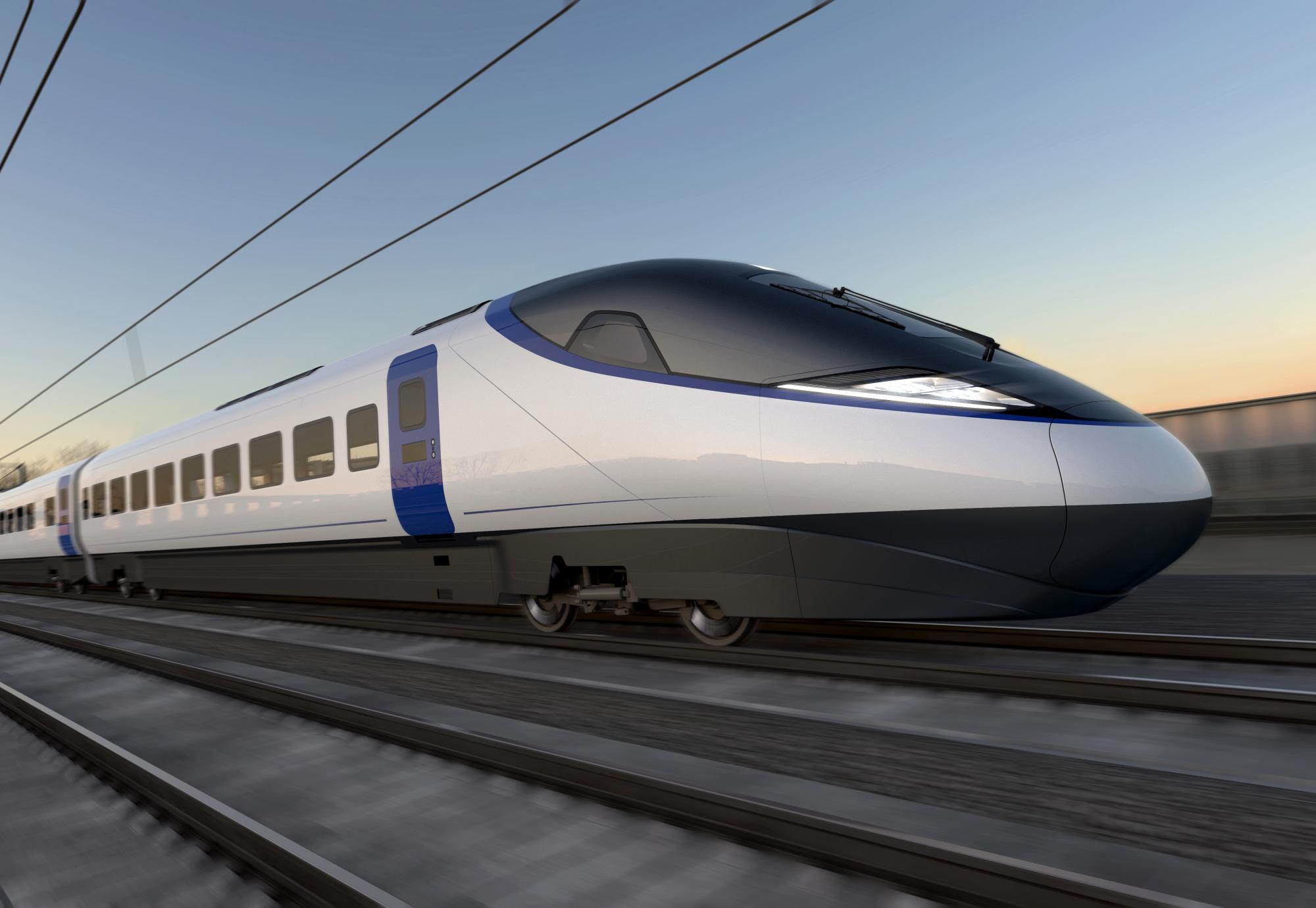 Artists impression of an HS2 train from the side