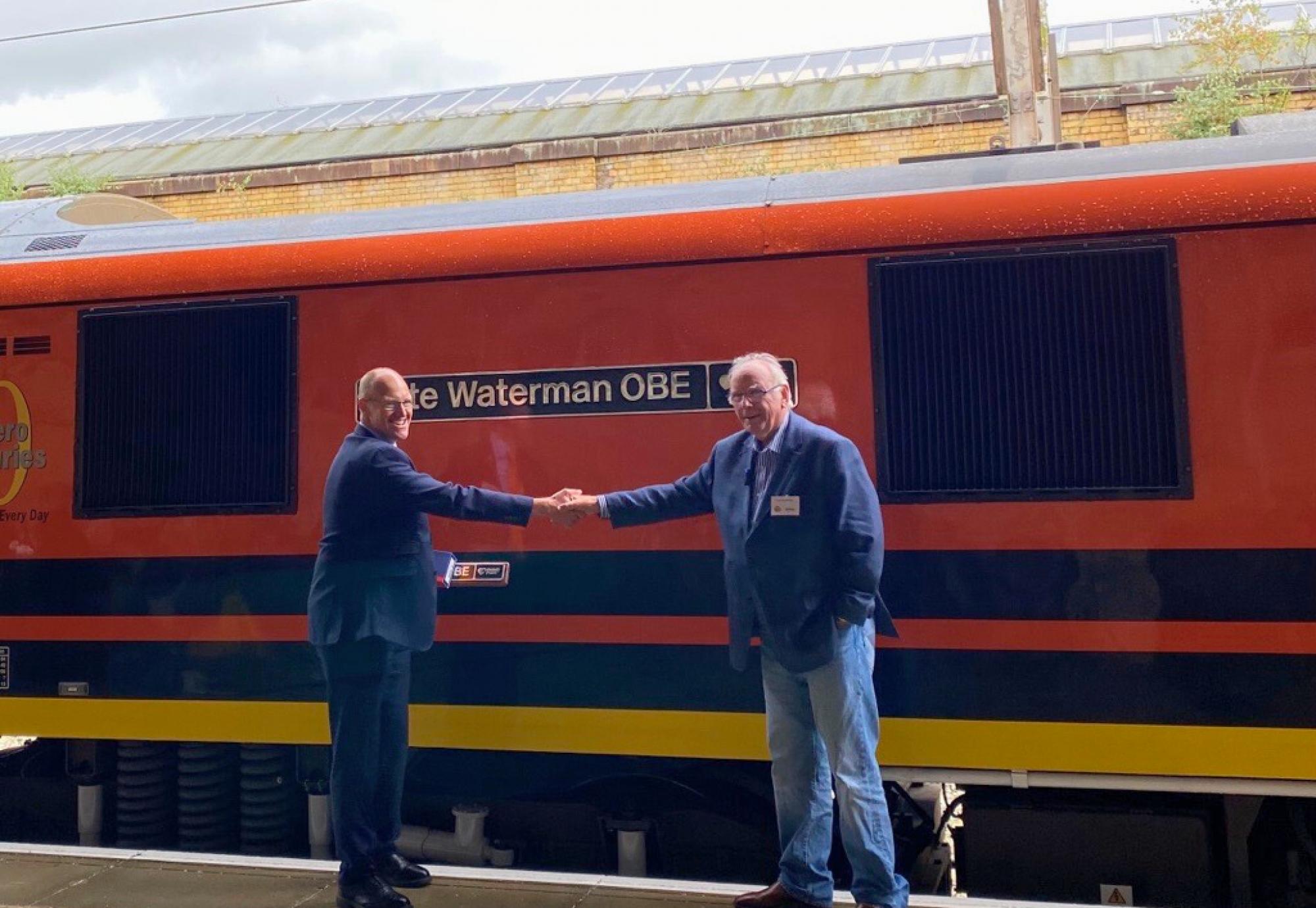 Pete Waterman and a train