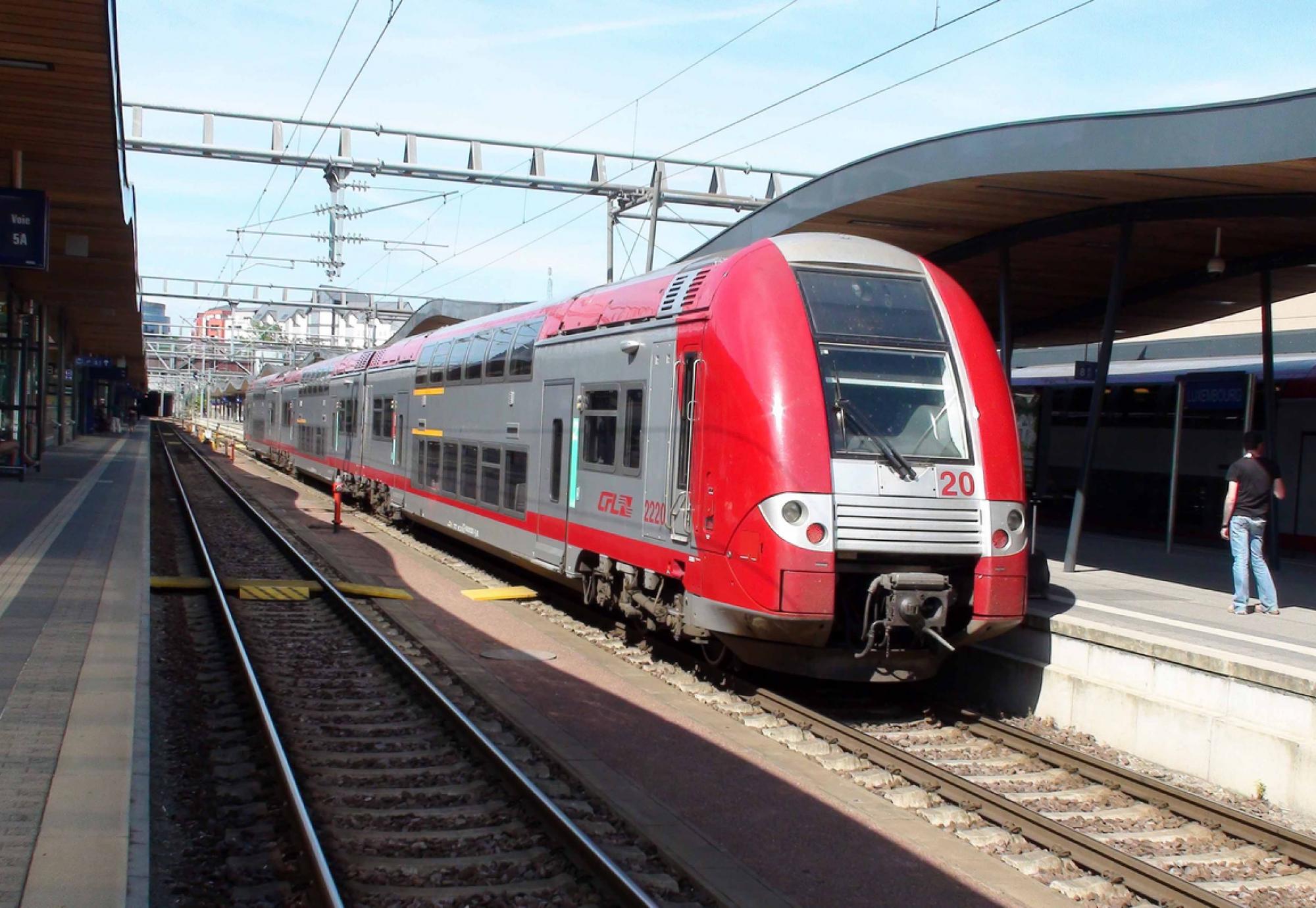 Train at a station in Luxembourg