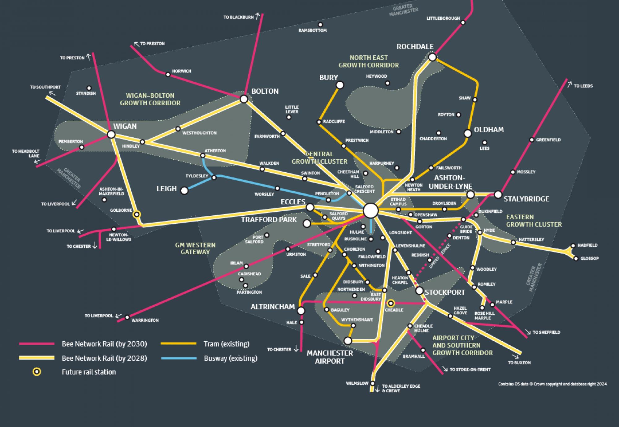 Bee Network Rail Map