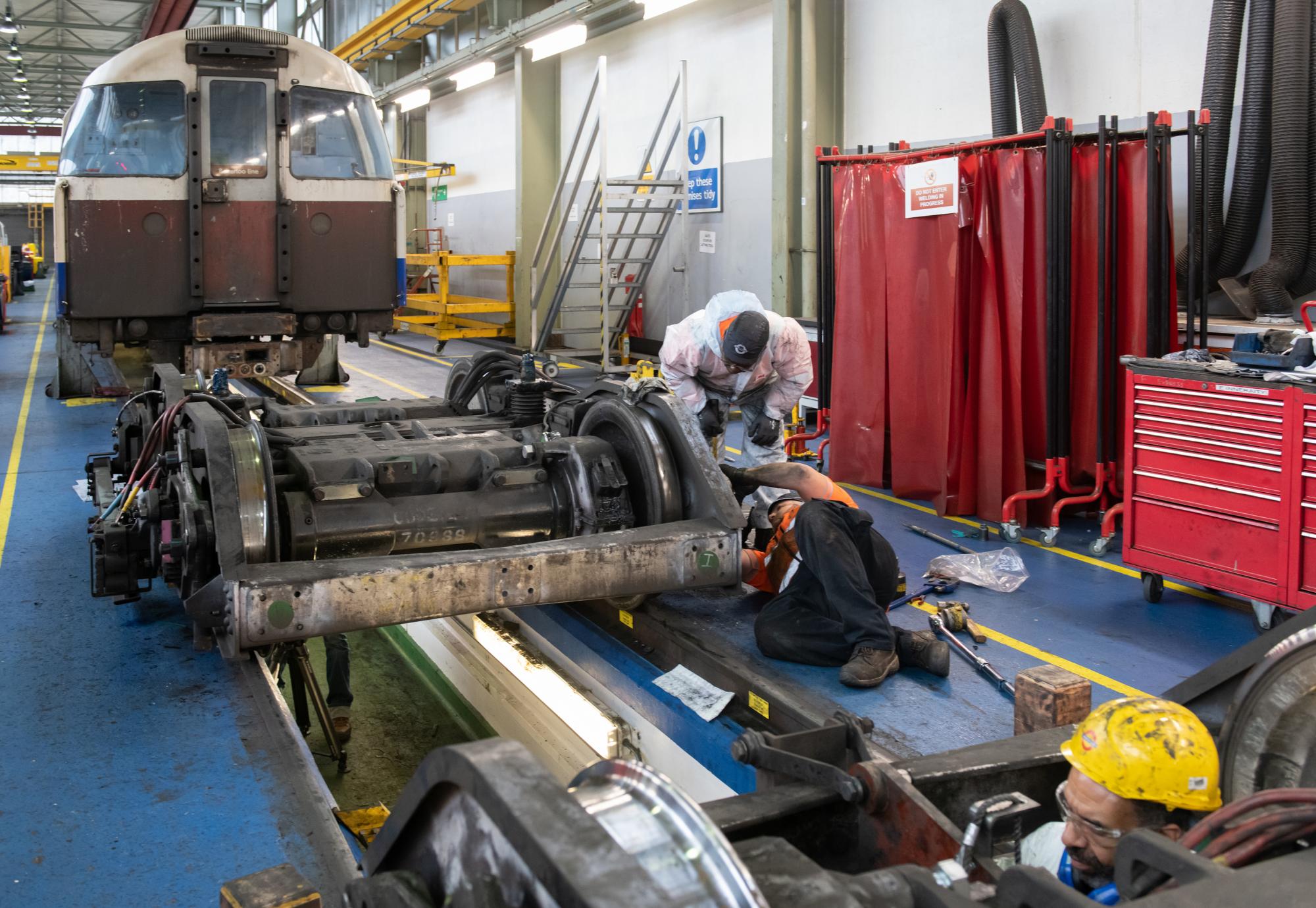 Train being maintained