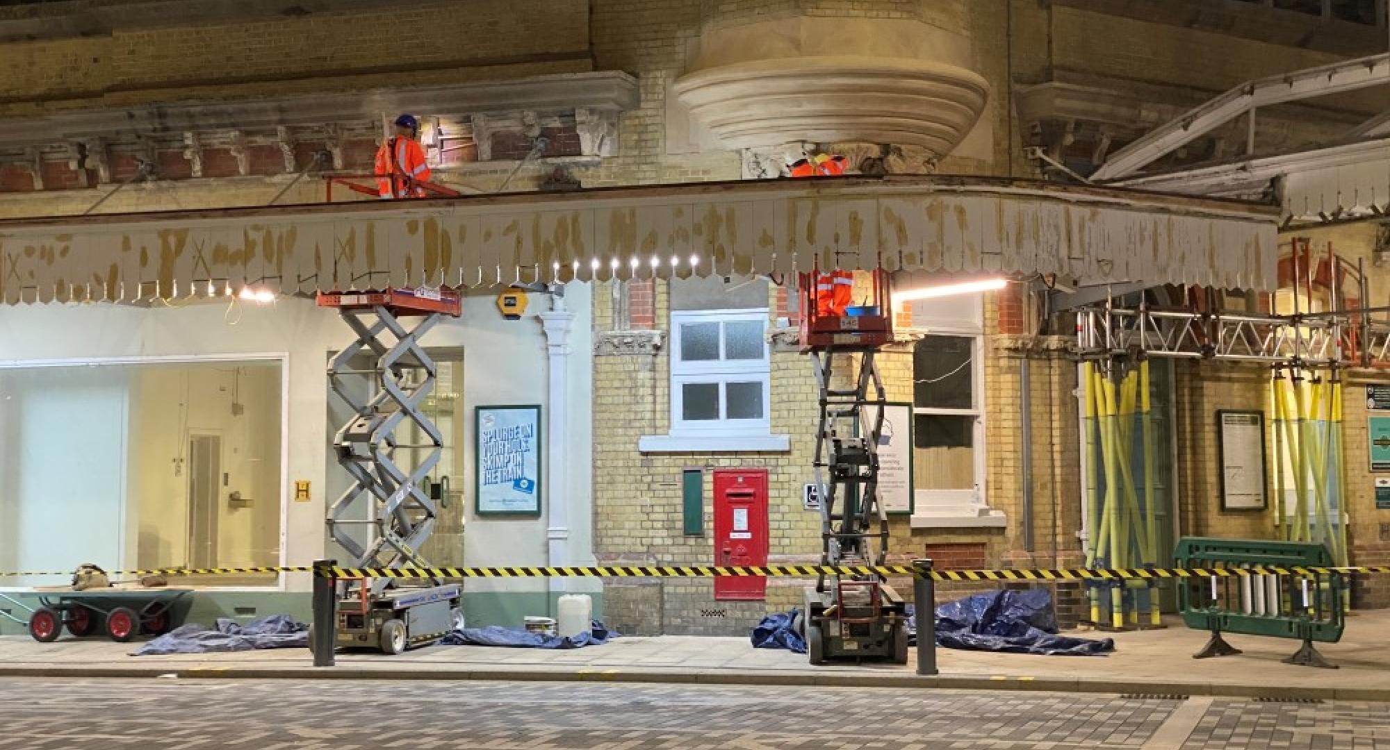 Masonry work at Eastbourne station