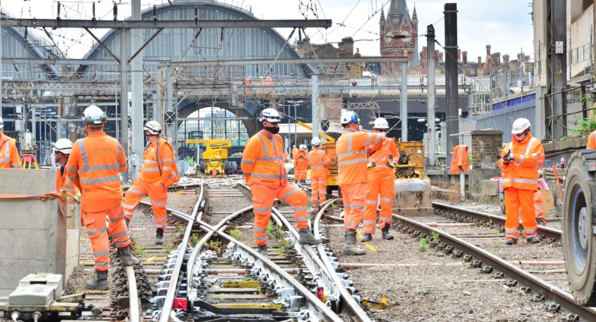 Network Rail engineers on the railway track 