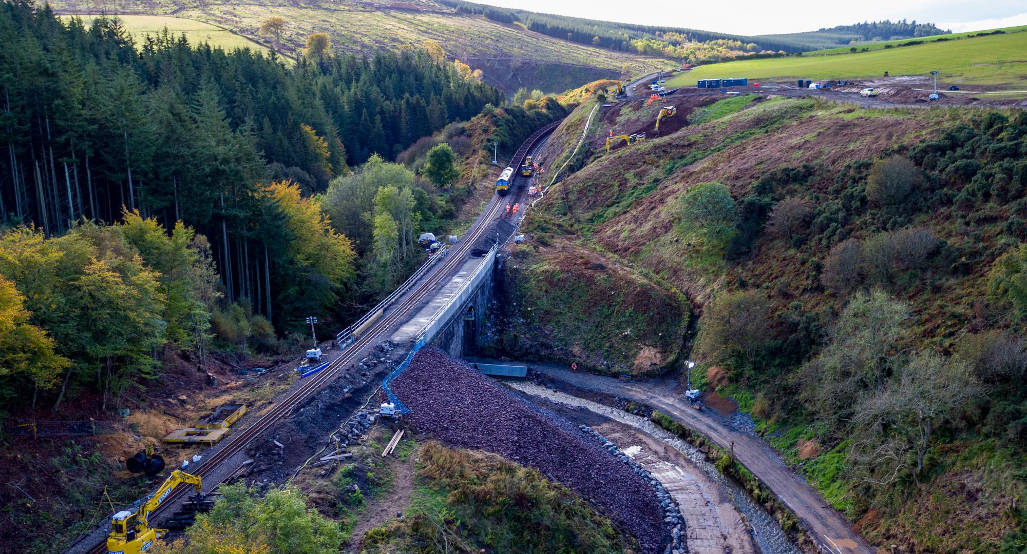 Stonehaven site where track repairs have begun 