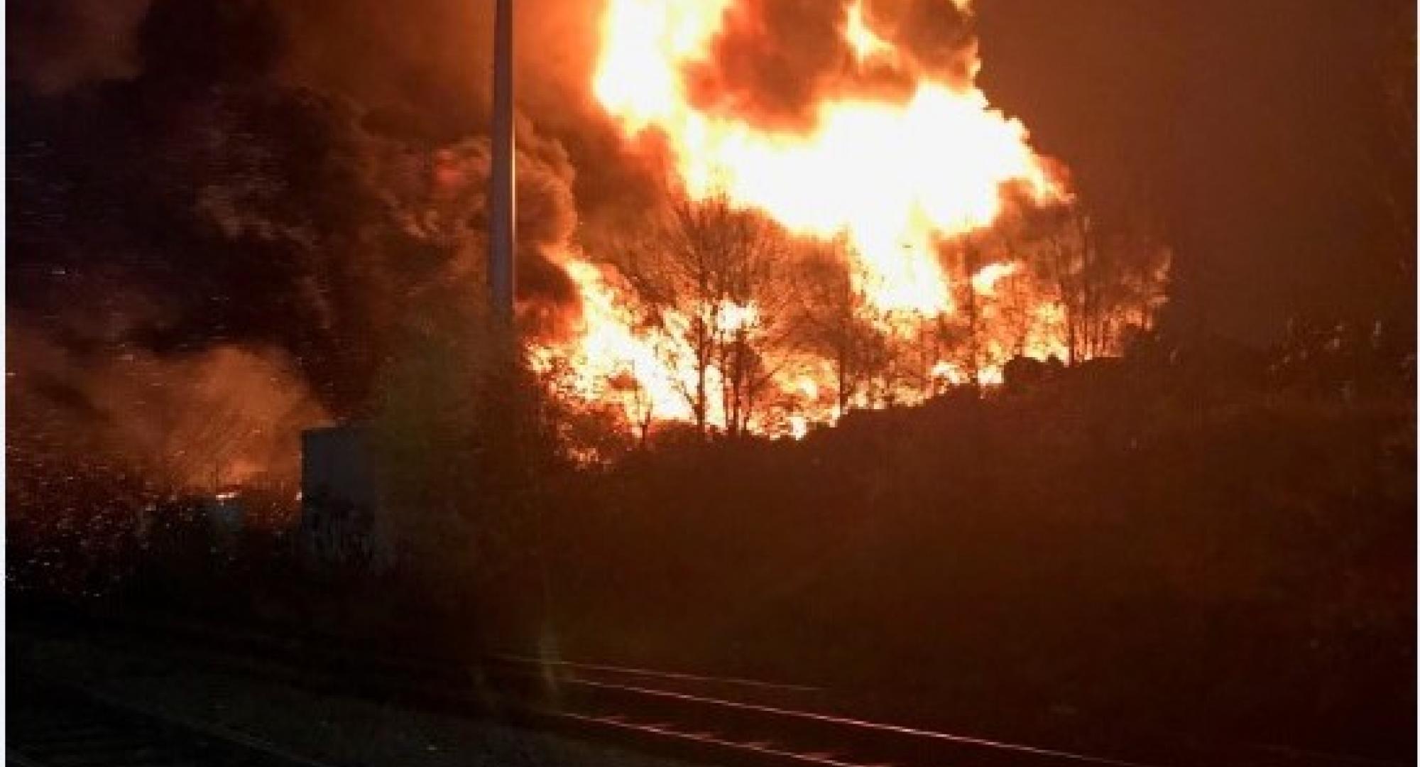 Bradford fire view from train station 