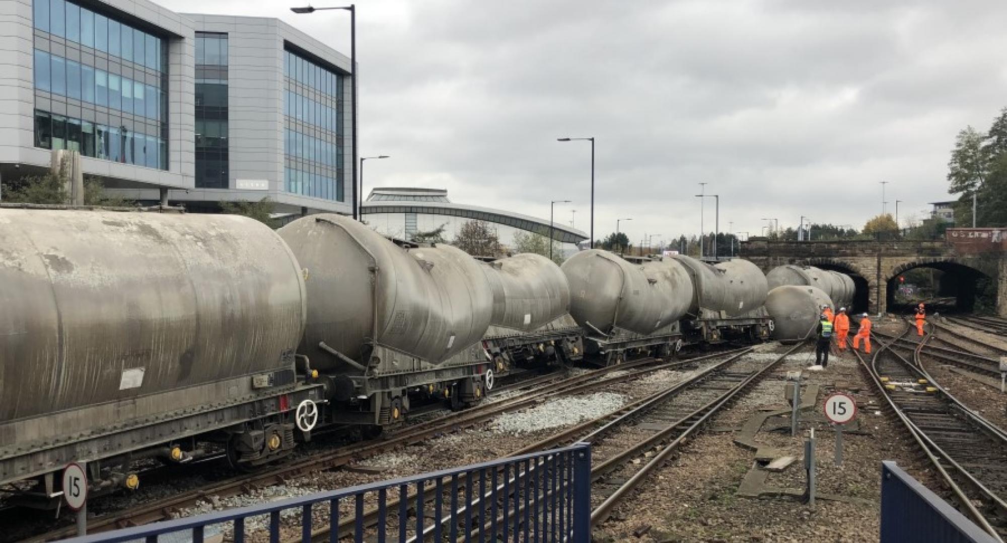 Freight train derailment in Sheffield