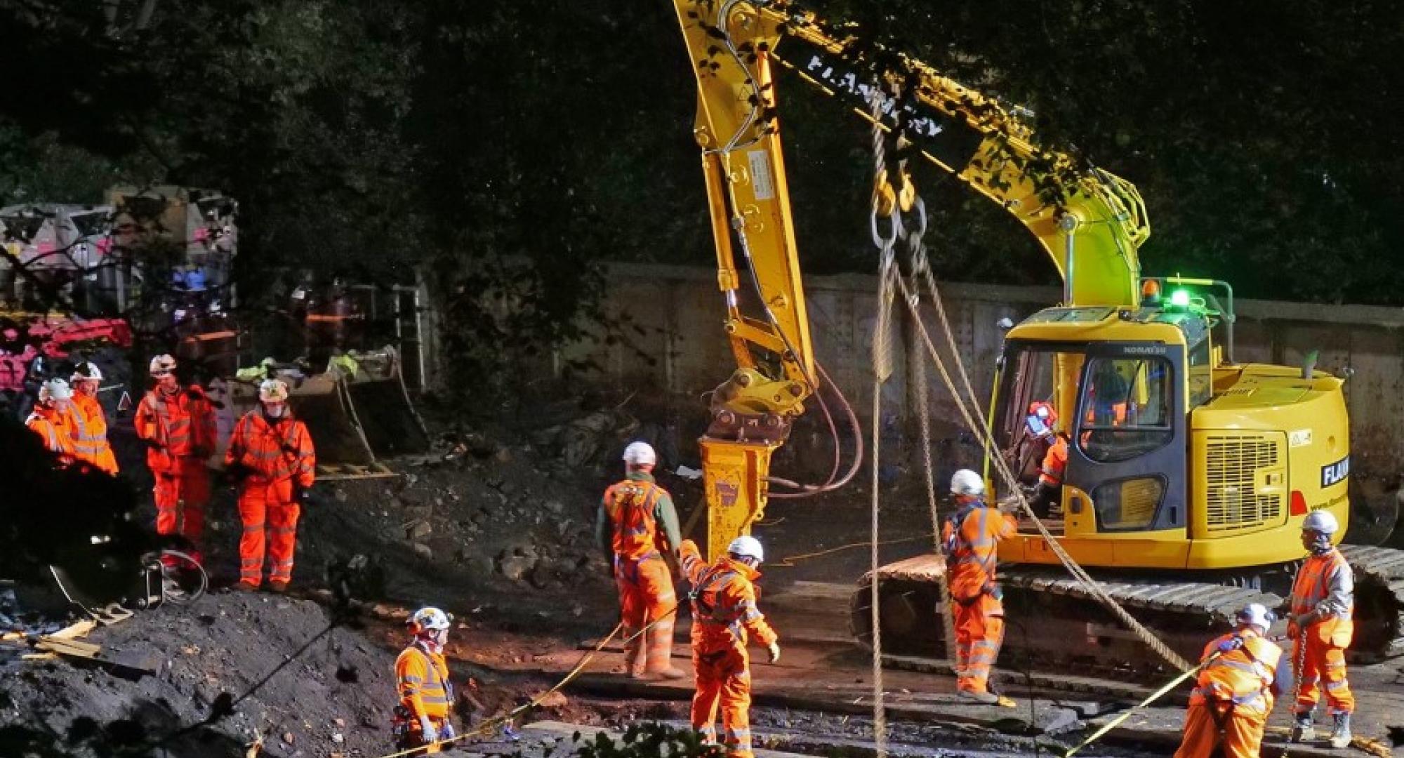 Network Rail employees working on Taylors Bridge in Todmorden 