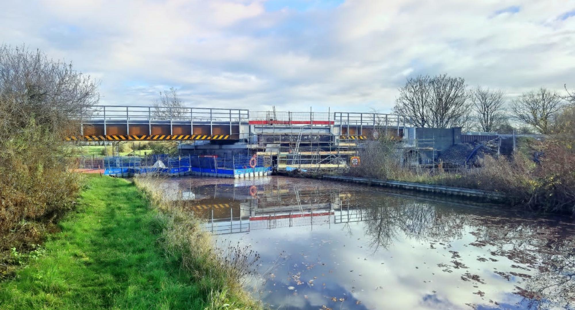 New Trent & Mersey Canal and Whatcroft Hall Lane railway bridges in position