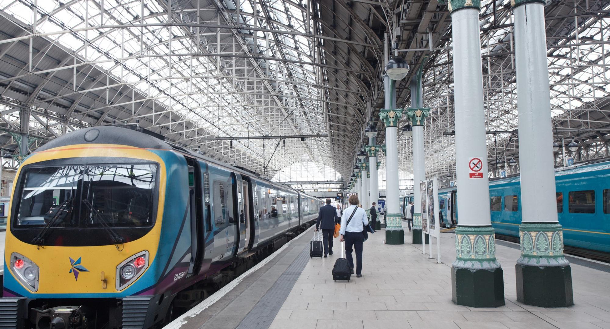 TransPennine train waiting at Manchester Piccadilly station