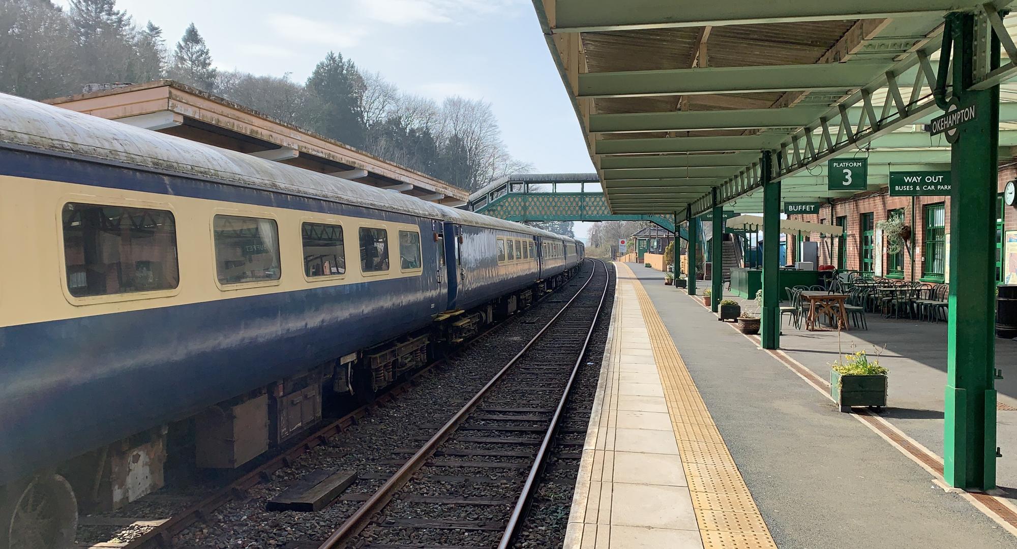 Okehampton-Exeter railway line station