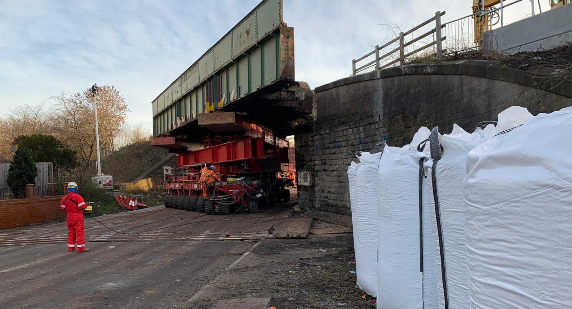 Team working to remove the Doncaster Road railway bridge