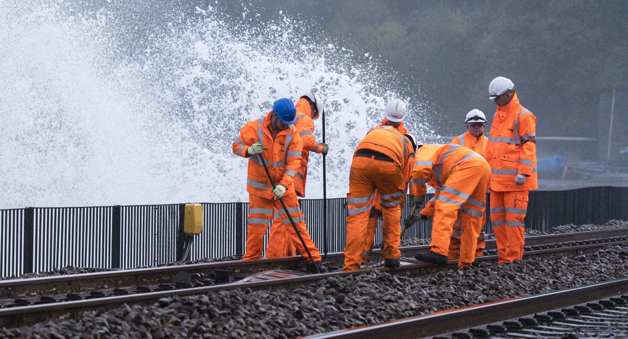 Railway workers, Dawlish