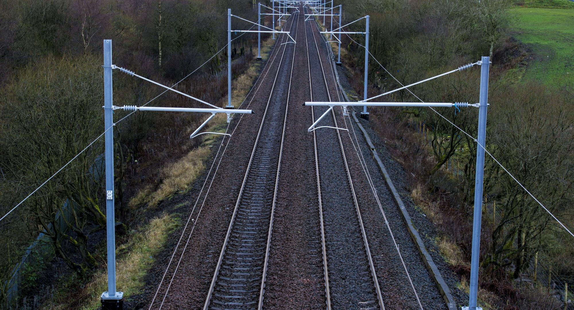 Electrified overhead lines (via Network Rail image library)