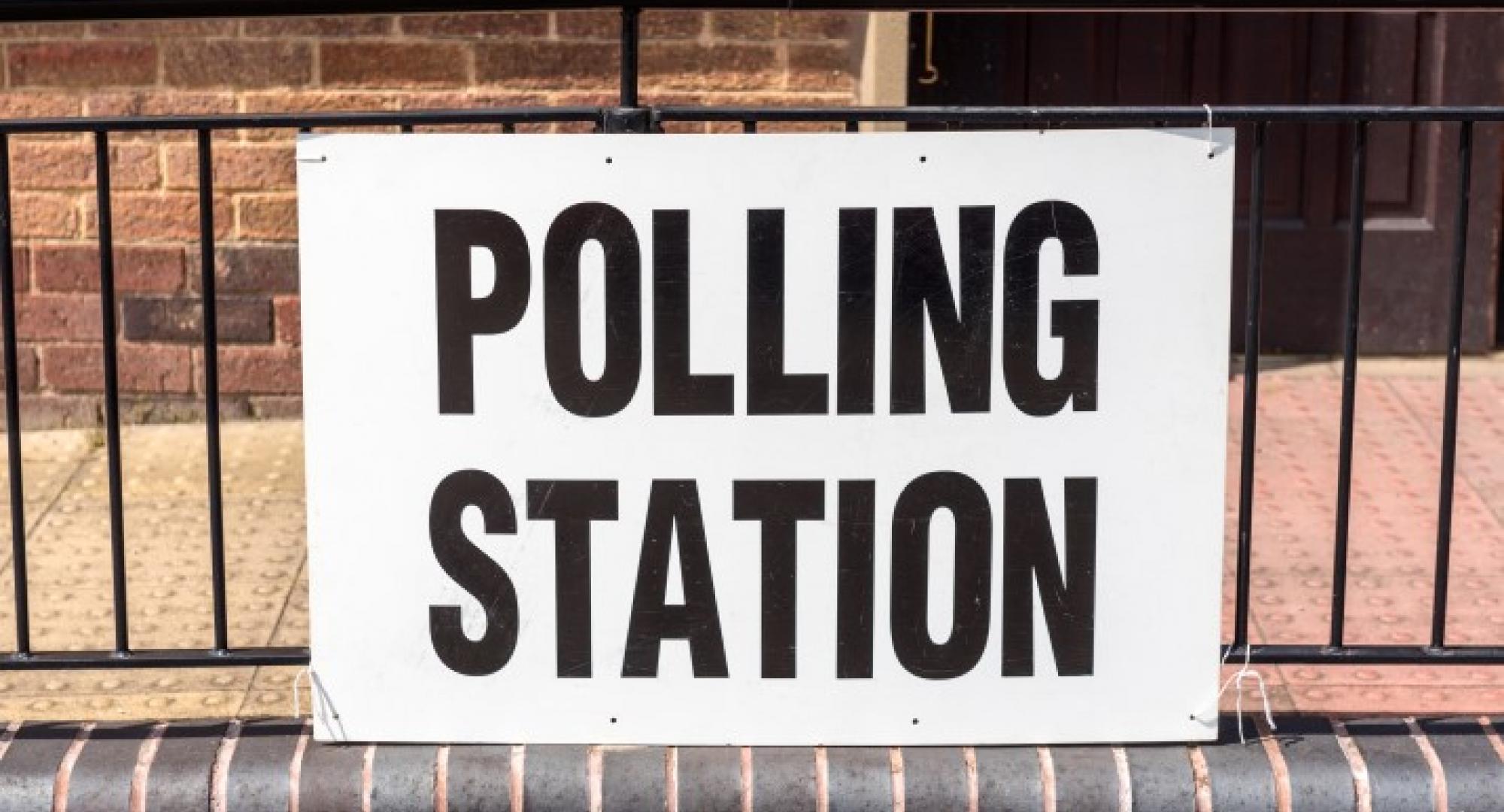 Polling station sign