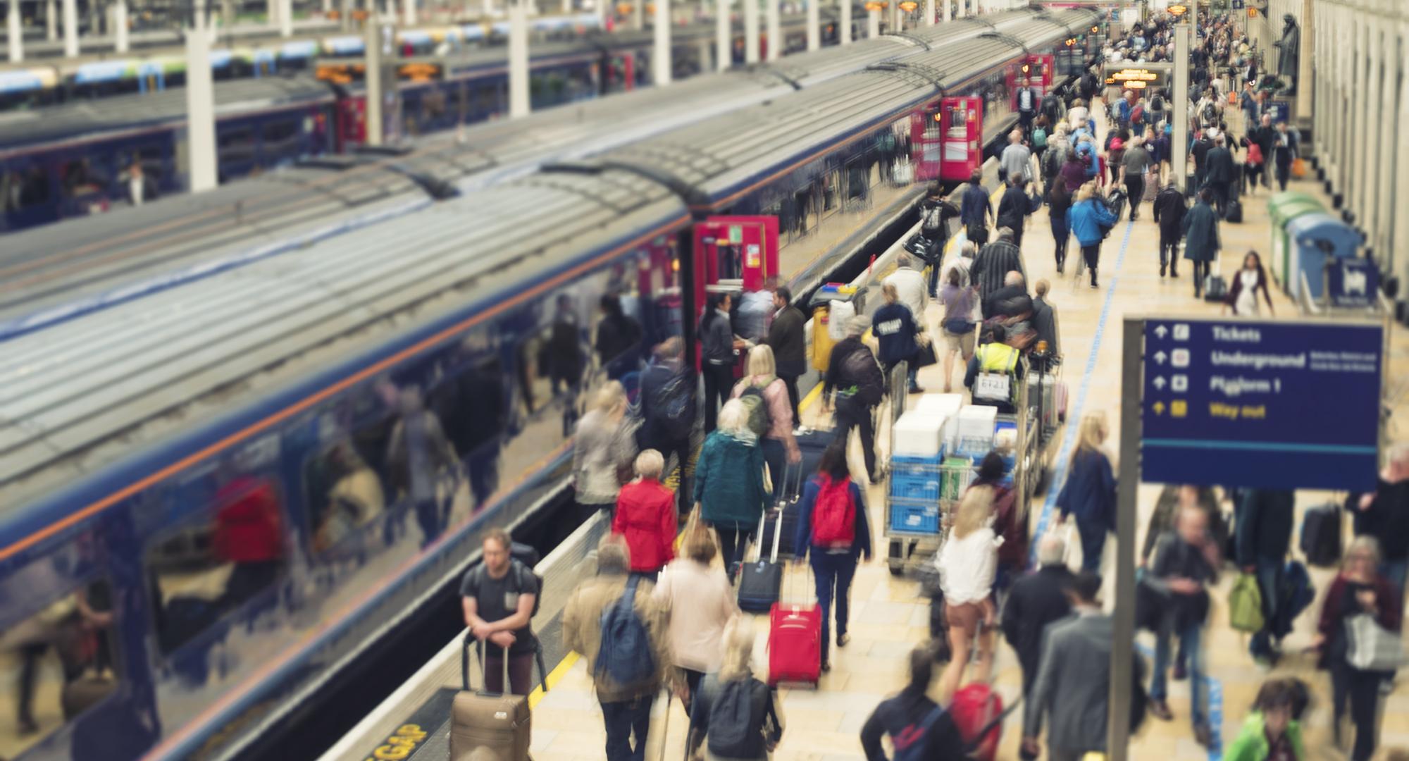 Passengers on a train platform