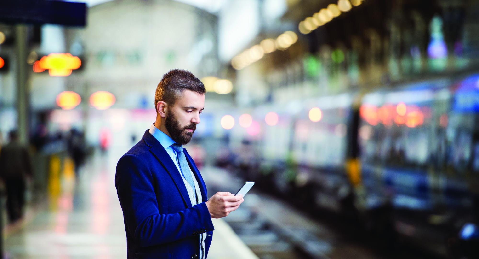 Passenger at a train station, as provided by Midlands Connect