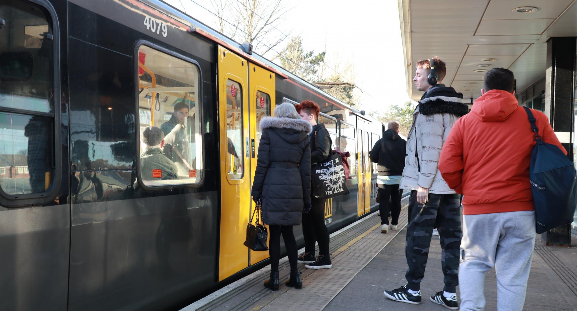 Tyne and Wear Metro at the station