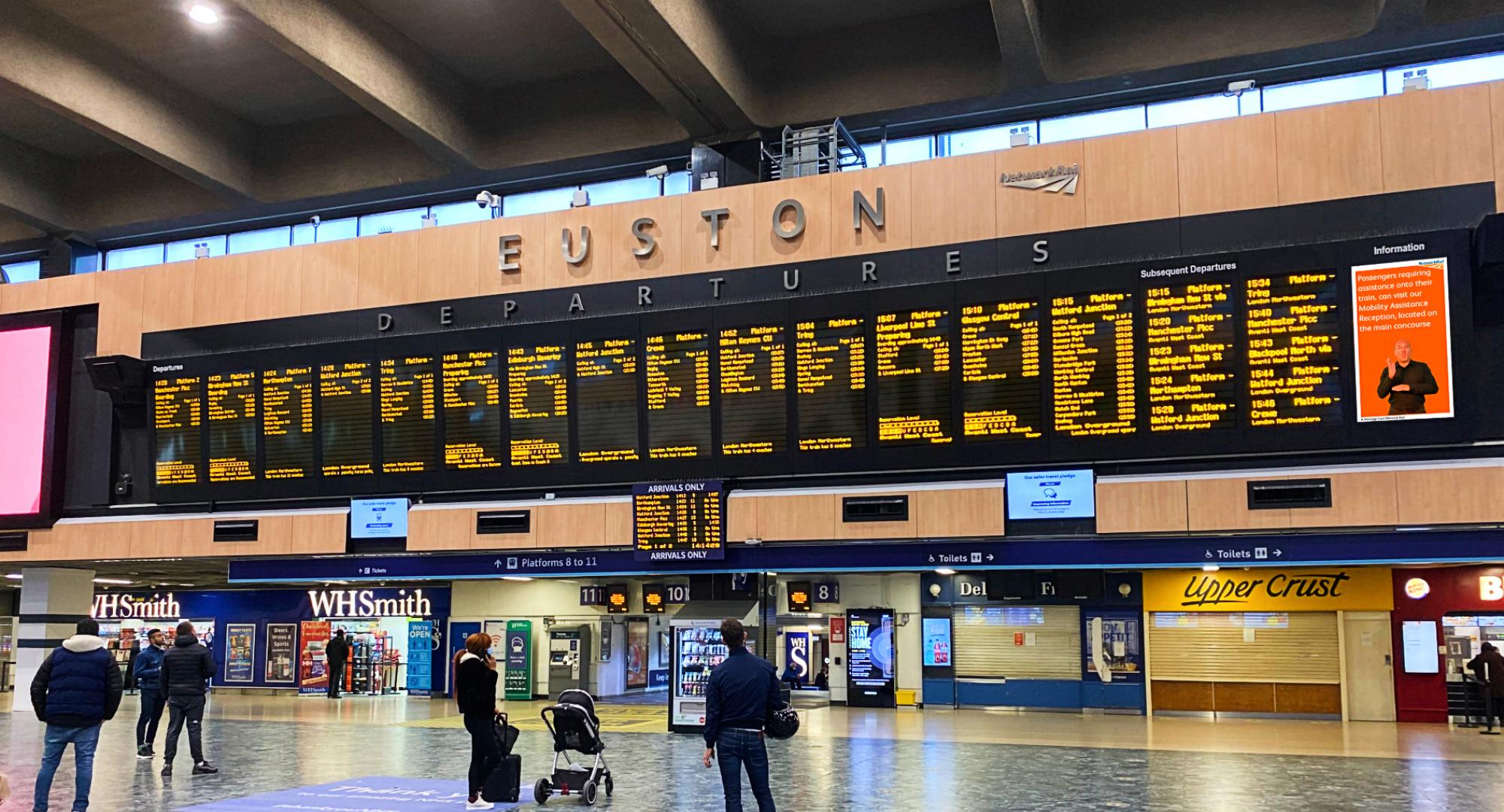 British Sign Language board at London Euston concourse