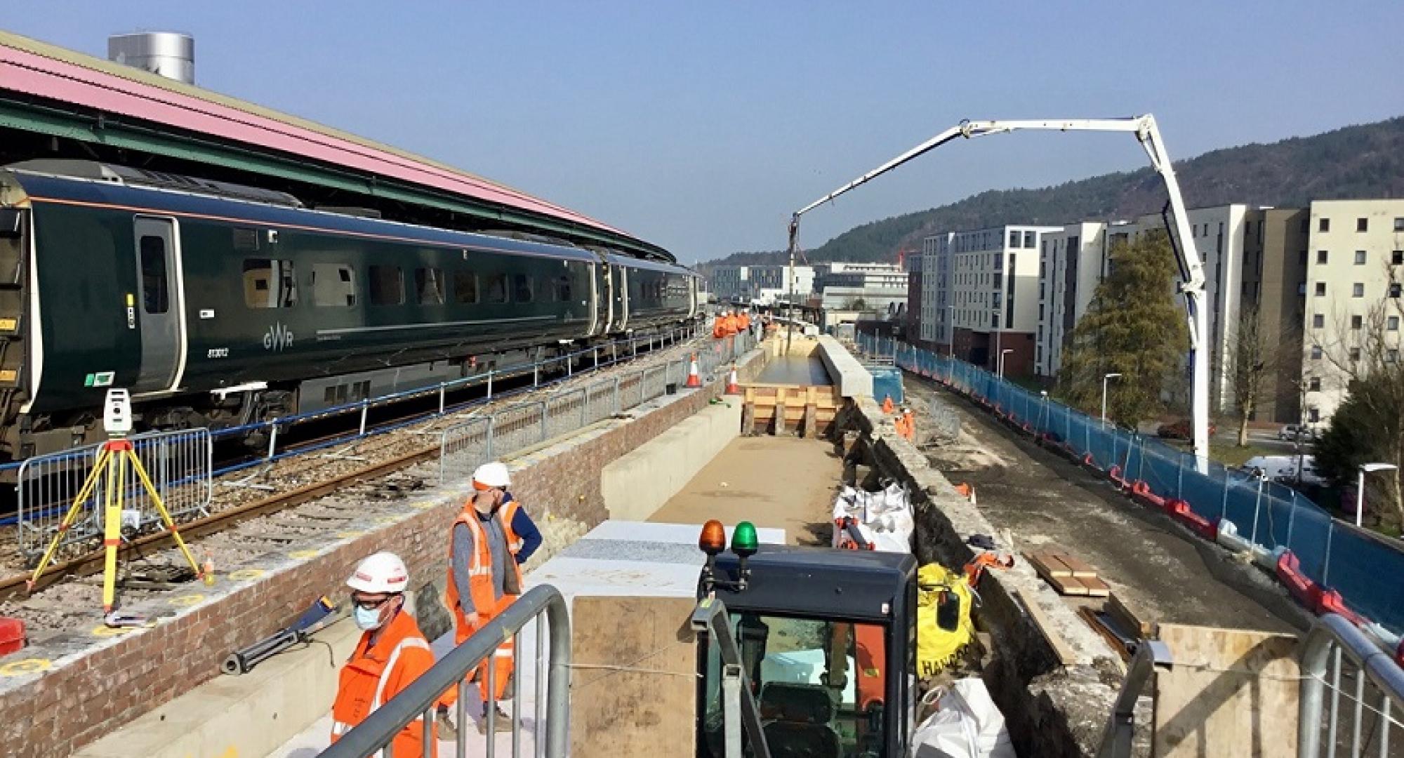 Work being carried out on Platform 4 at Swansea railway station