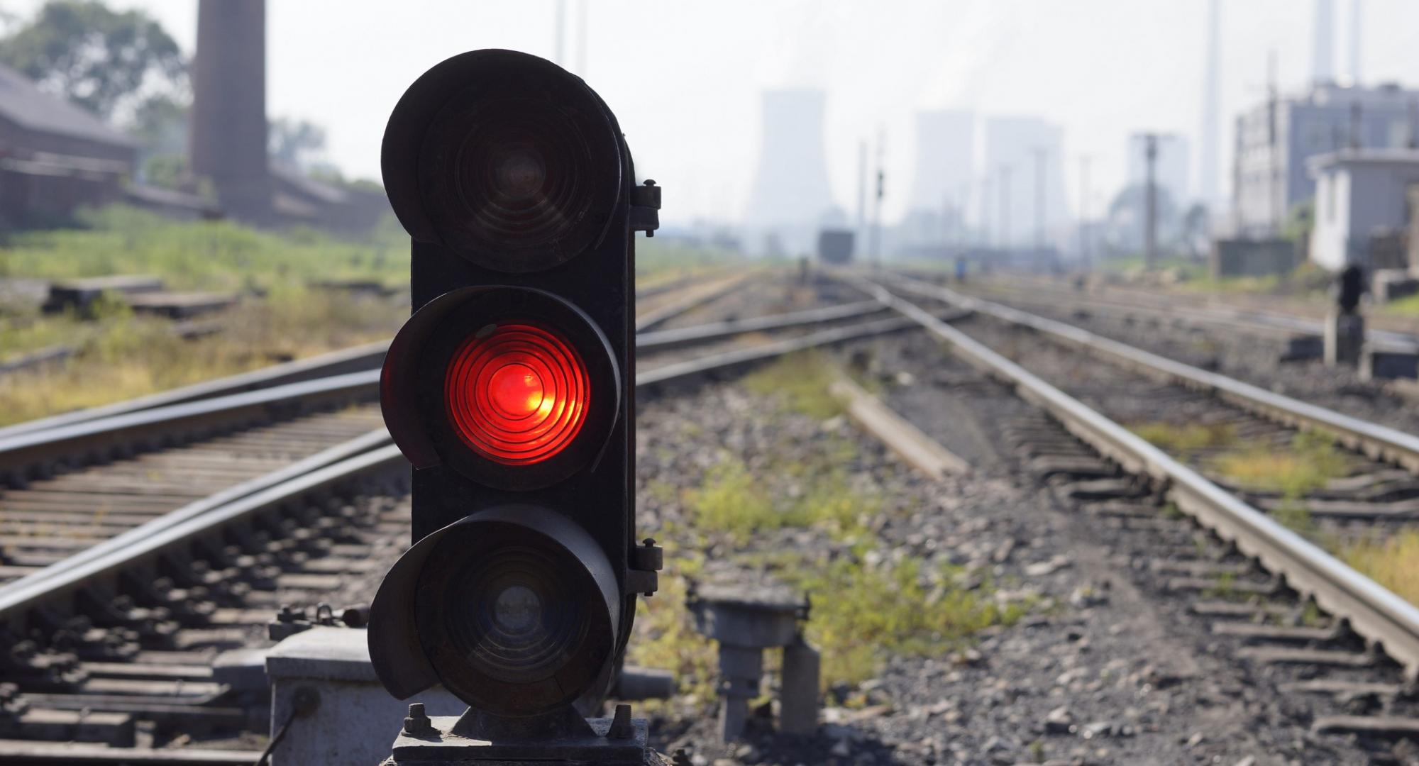 Signal on section of a railway track