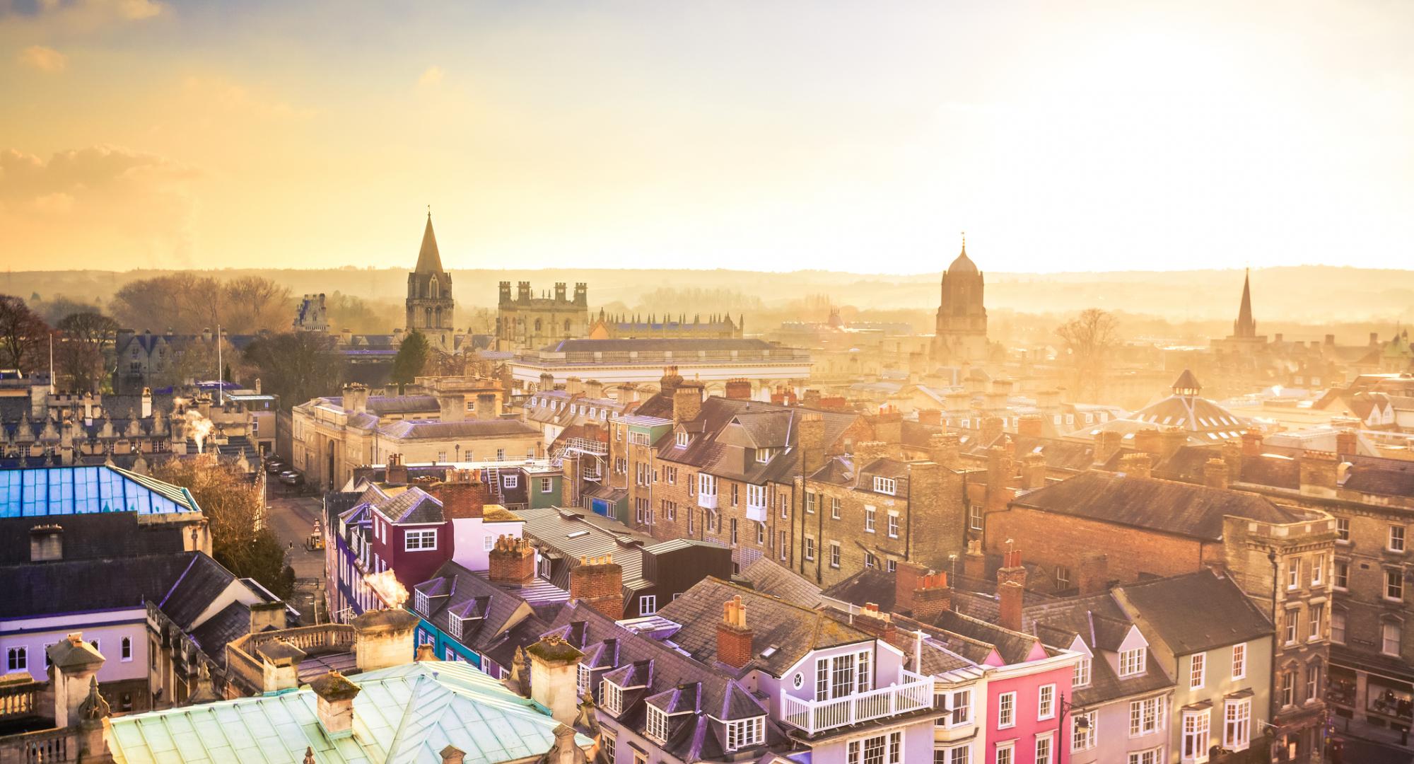 Oxford cityscape at sunset