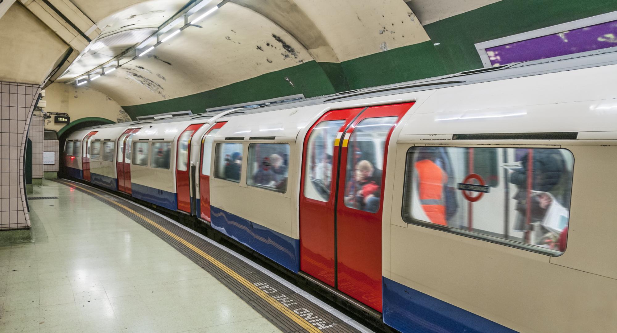 London Underground train at a station