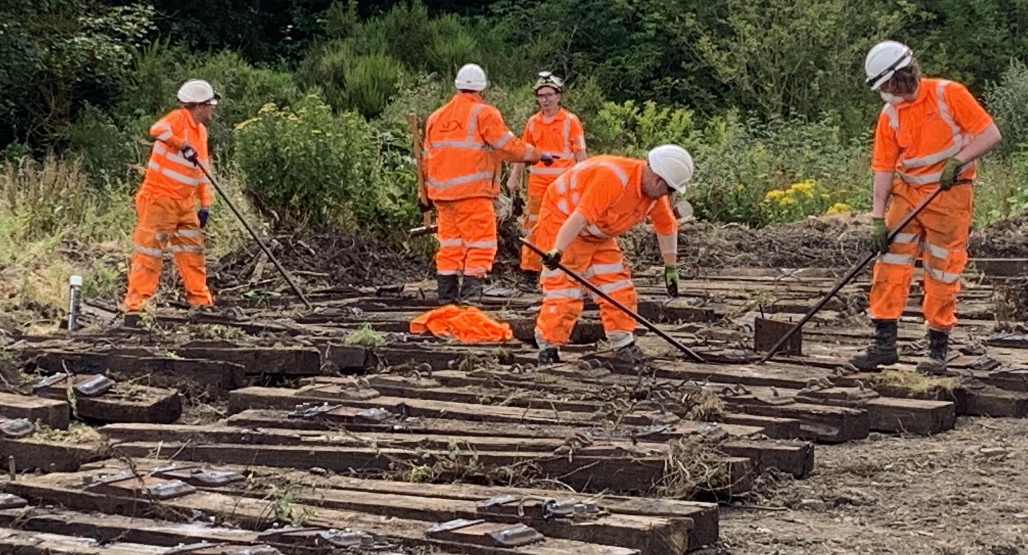 Workers removing redundant track at Levenmouth