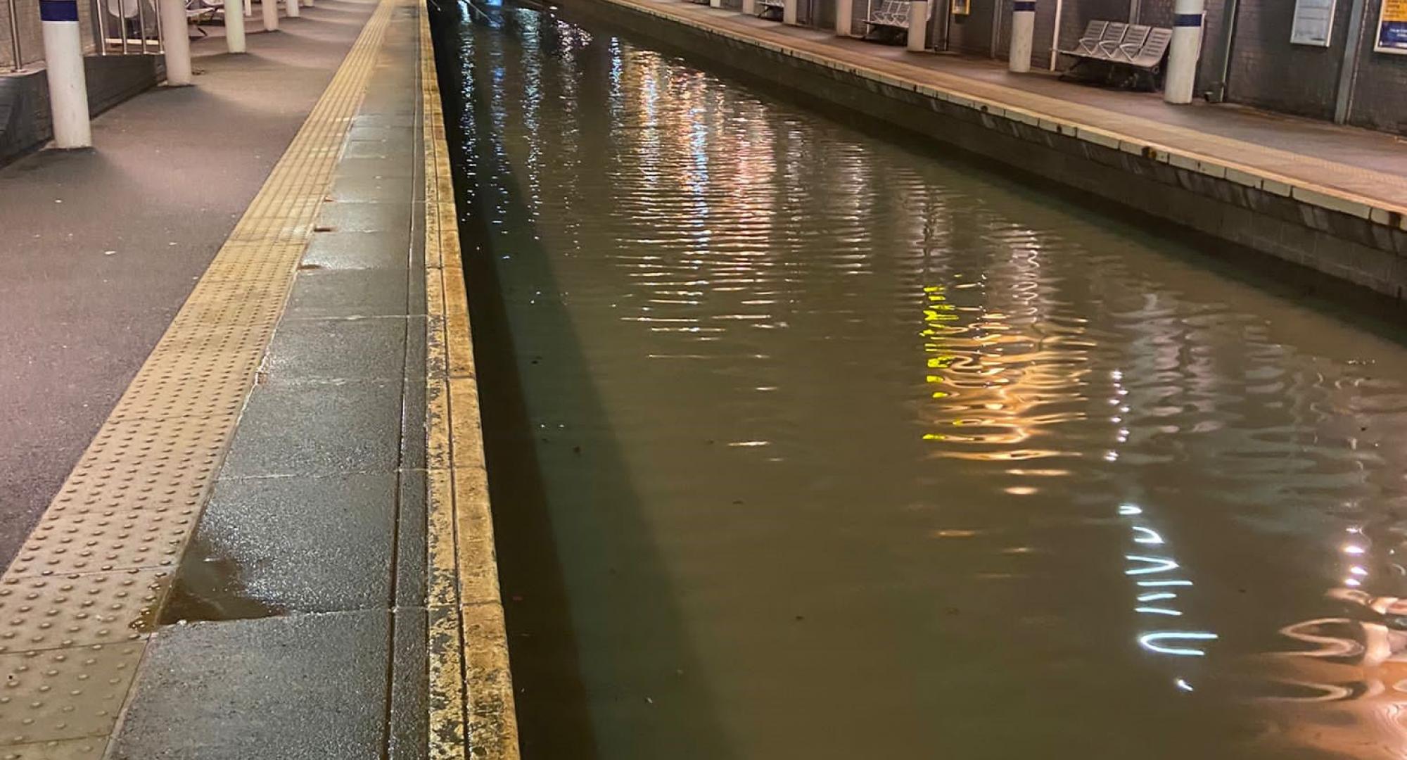 Flooding at Rotherham station