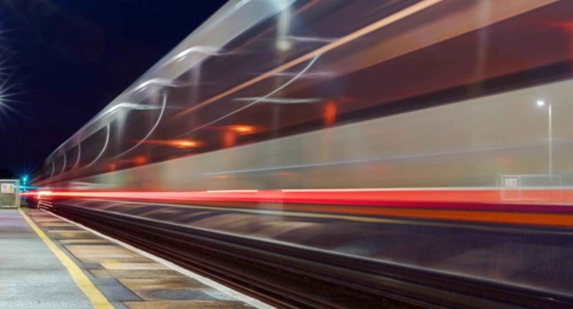 Train travels through station