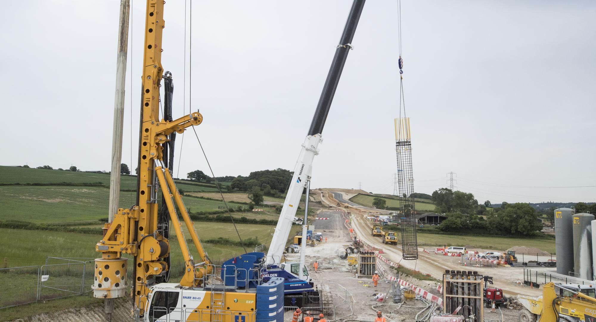 Foundation work at Wendover Dean portrait summer 2022, via HS2 