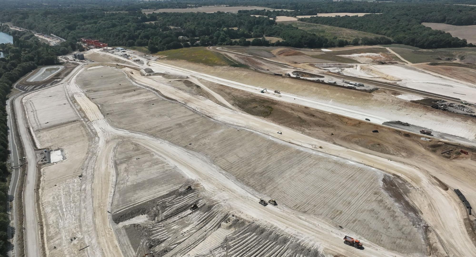 Chalk laid out near the south portal of the Chiltern tunnel - summer 2022, Via HS2 