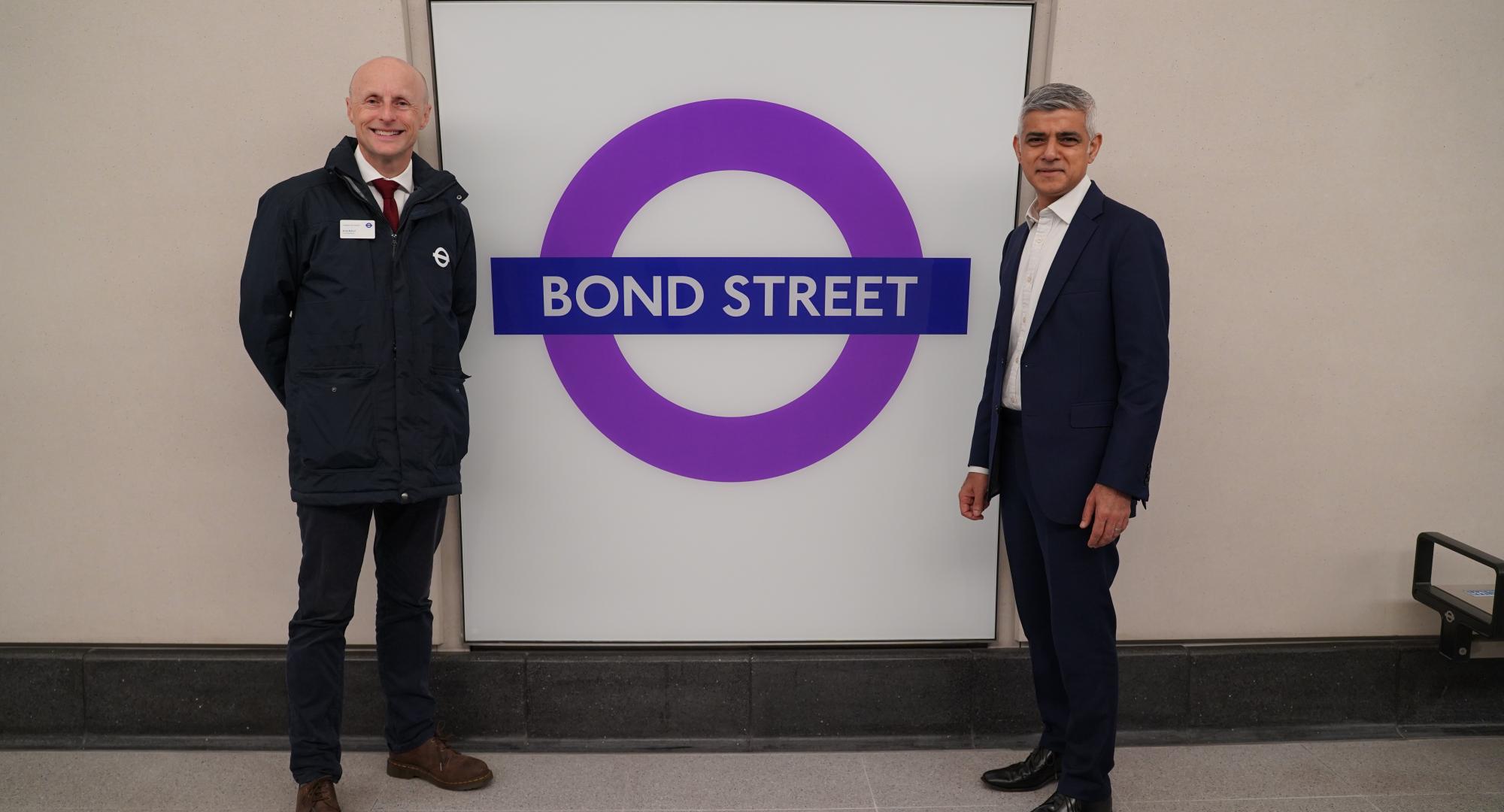  Commissioner for TfL, Andy Byford and Mayor of London, Sadiq Khan in front of roundel, via TfL 