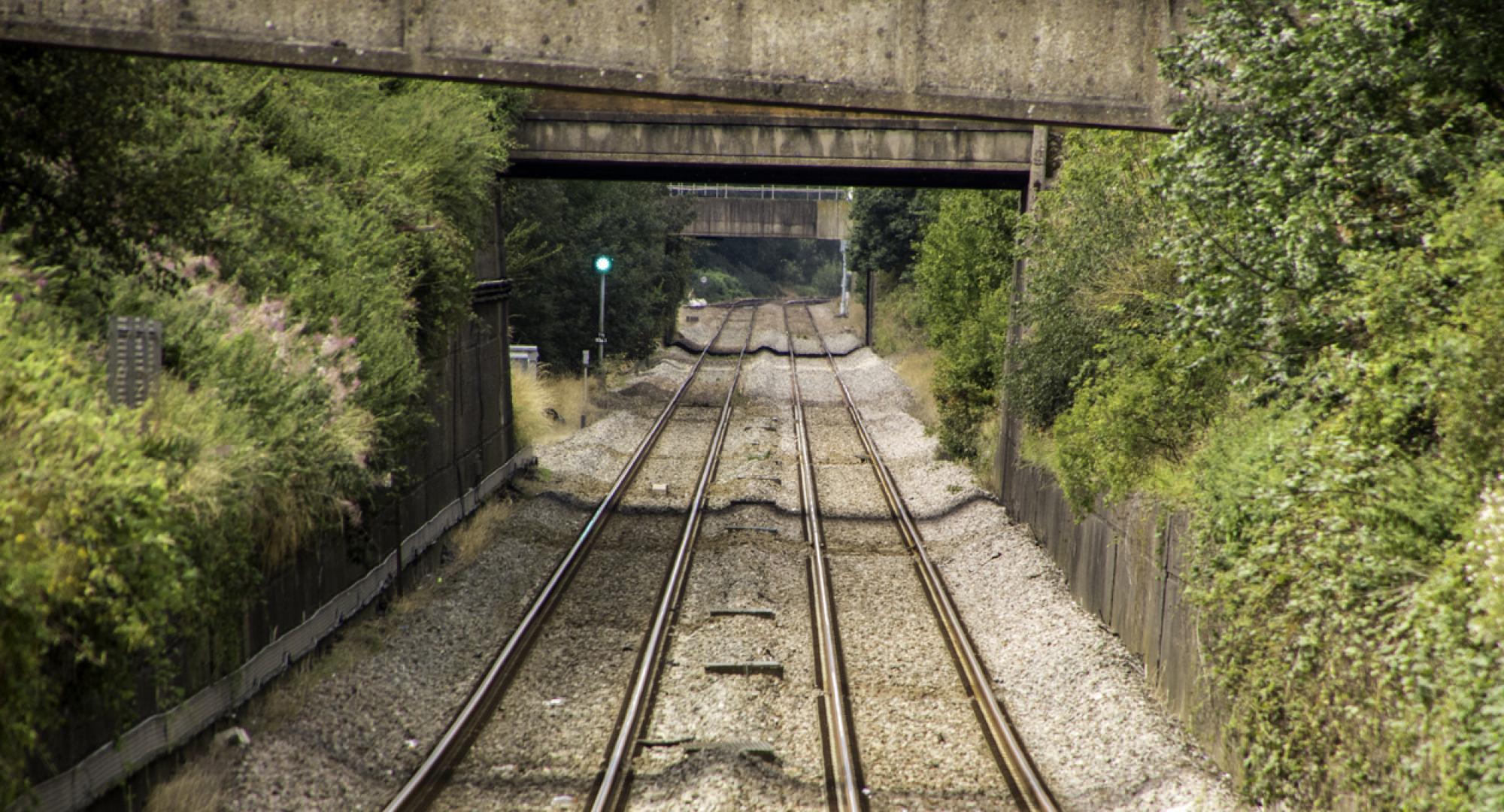 Dry rail track on a hot day, via Istock