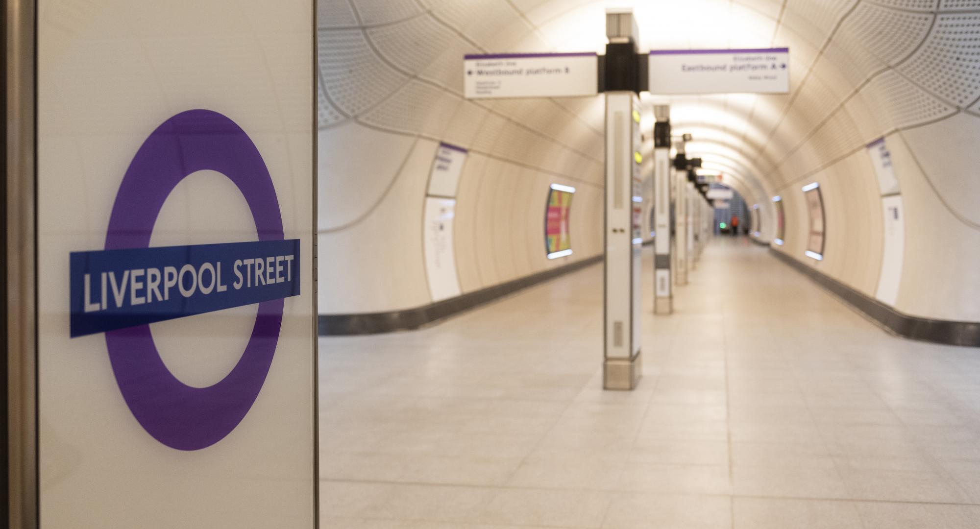 Elizabeth line Liverpool Street station signage