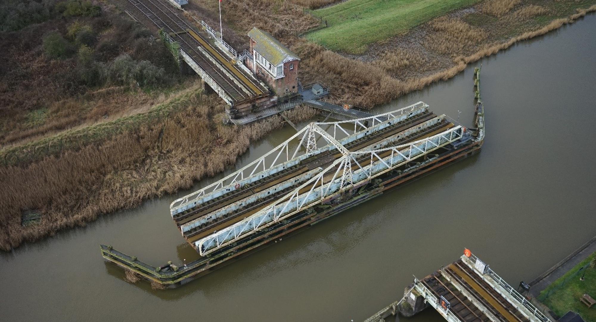 Reedham Swing bridge opening, via Network Rail 