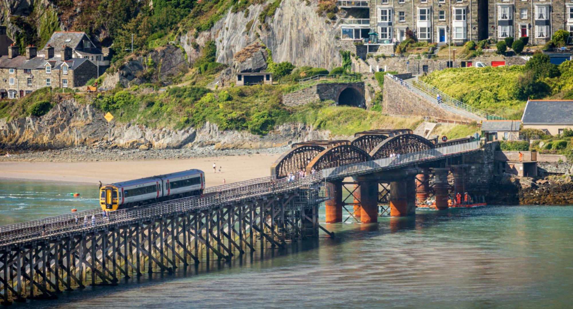 Barmouth Viaduct TfW train passing over Credit Dom Vacher Oct 2022, Via Network Rail 