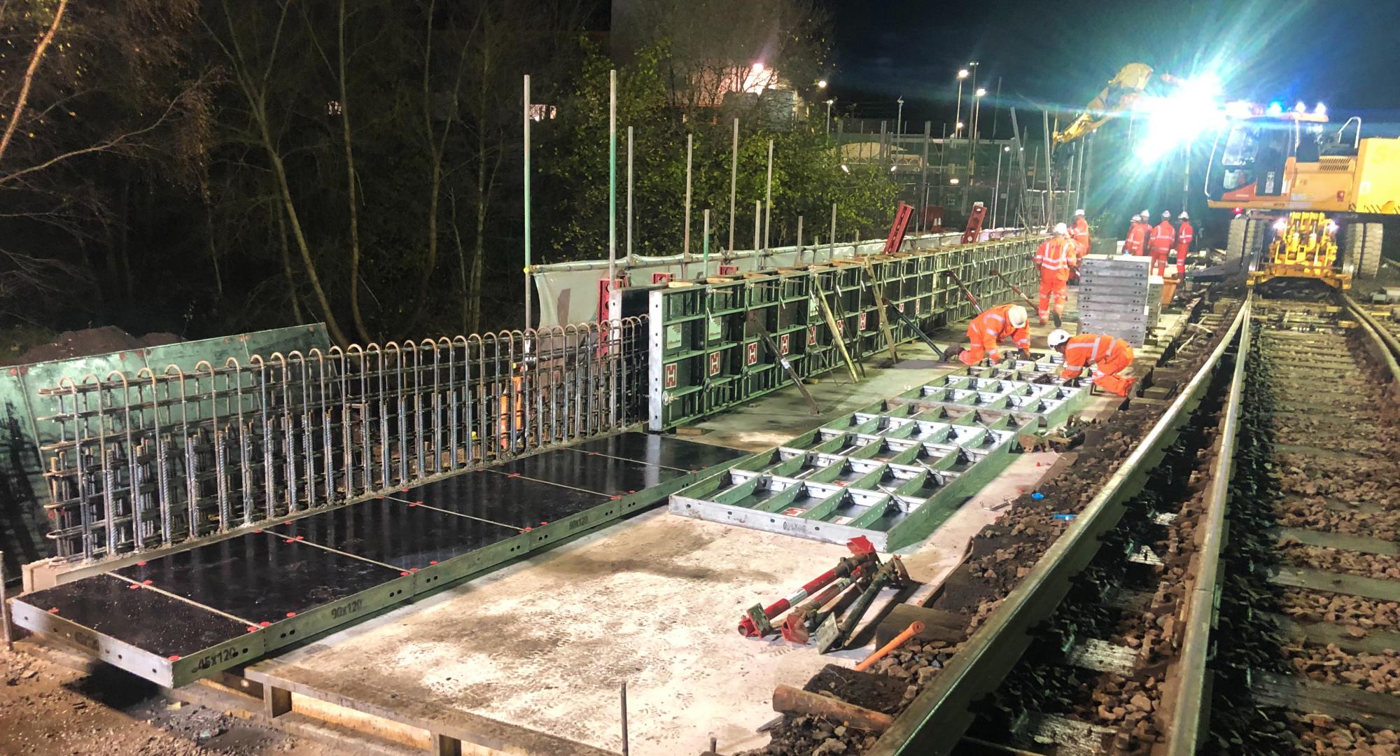 Night working to build new bridge deck after Carlisle freight train derailment, via Network Rail 