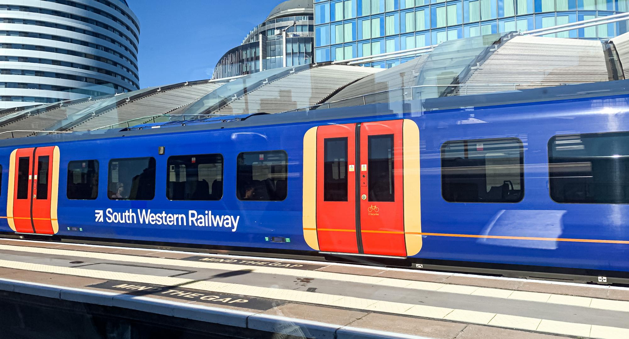 South Western Railway train at Waterloo Station in London, England, via Istock 