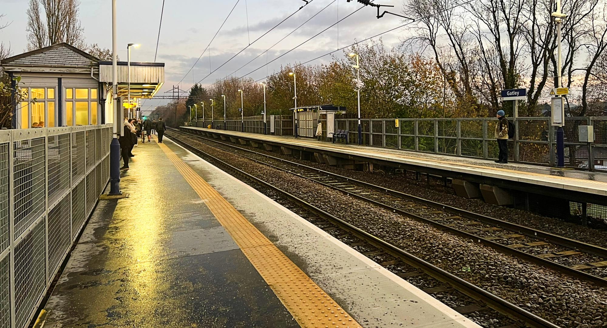 Gatley station Dec 22 ahead of platform extensions in early 2023, via Network Rail 