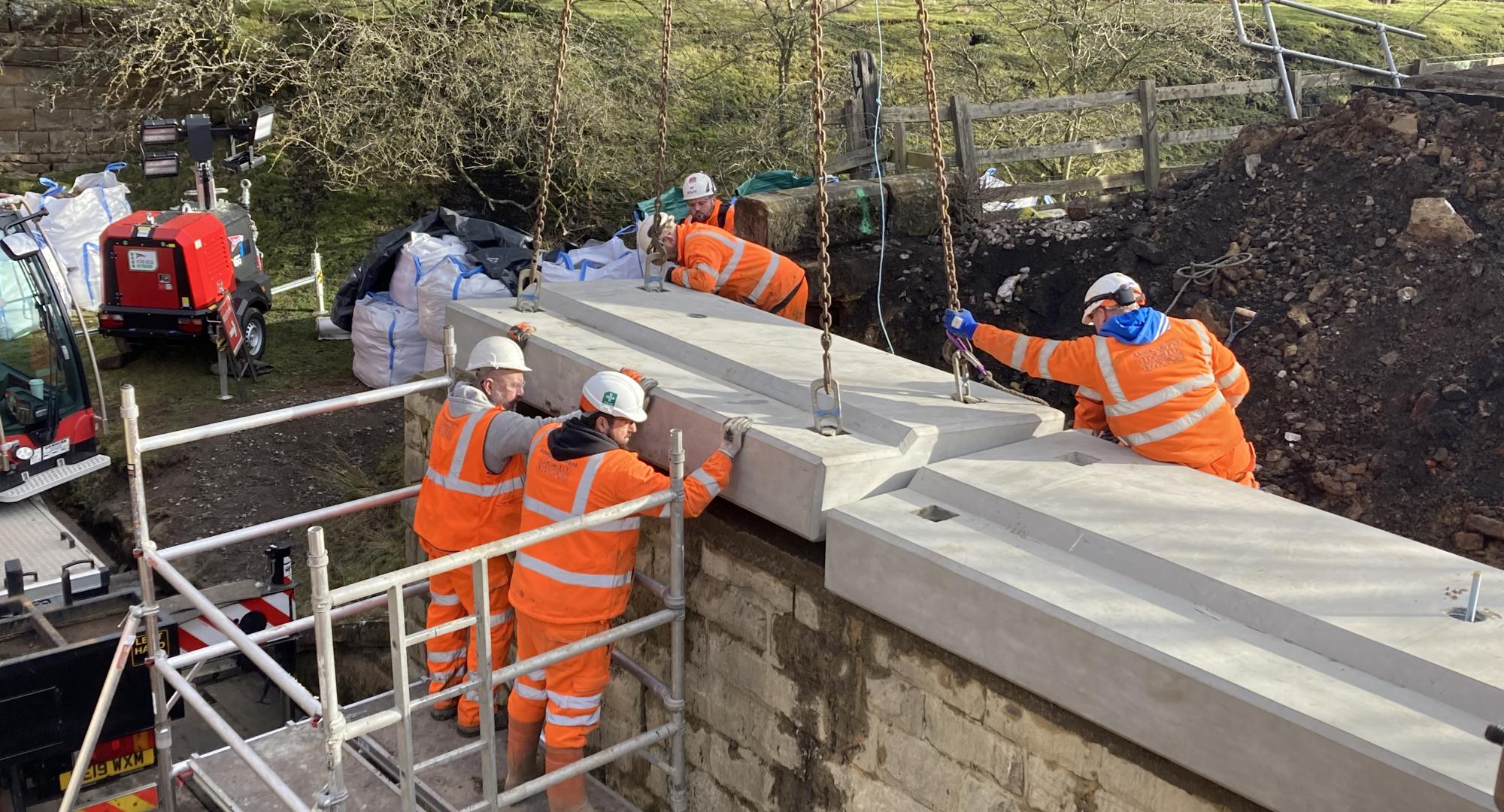 New concrete bridge deck being installed near Commondale station, via Network Rail 