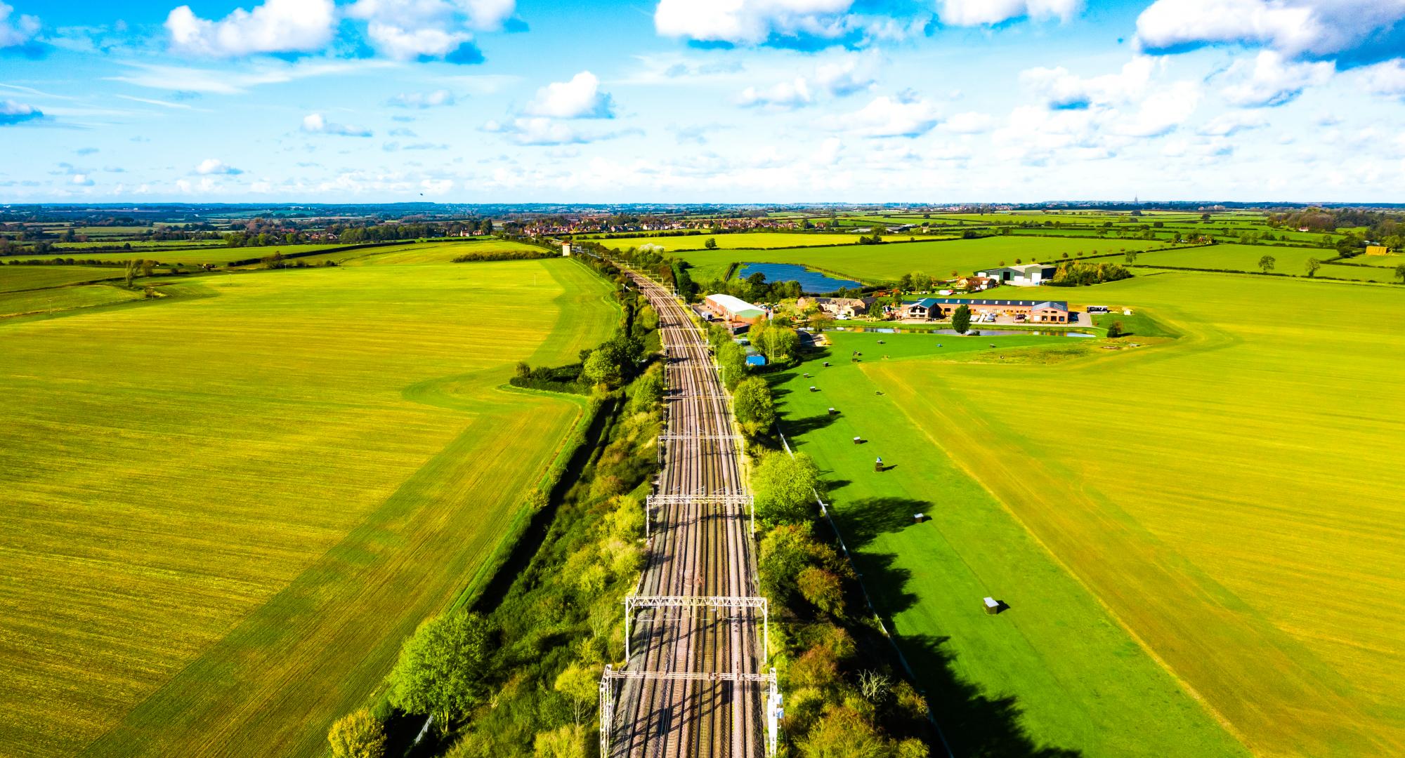 The railway viaduct at sunny day in English Midlands, via Istock 