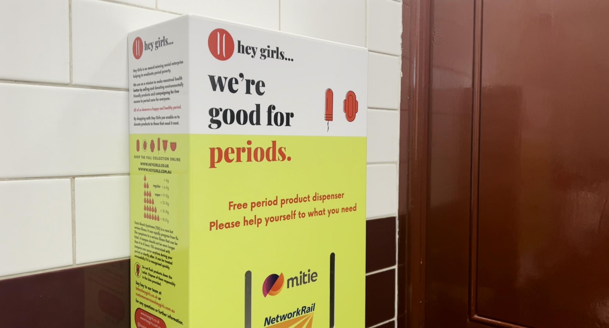 Free sanitary towel and tampon vending machine at Birmingham Moor Street station copy, via Network Rail 