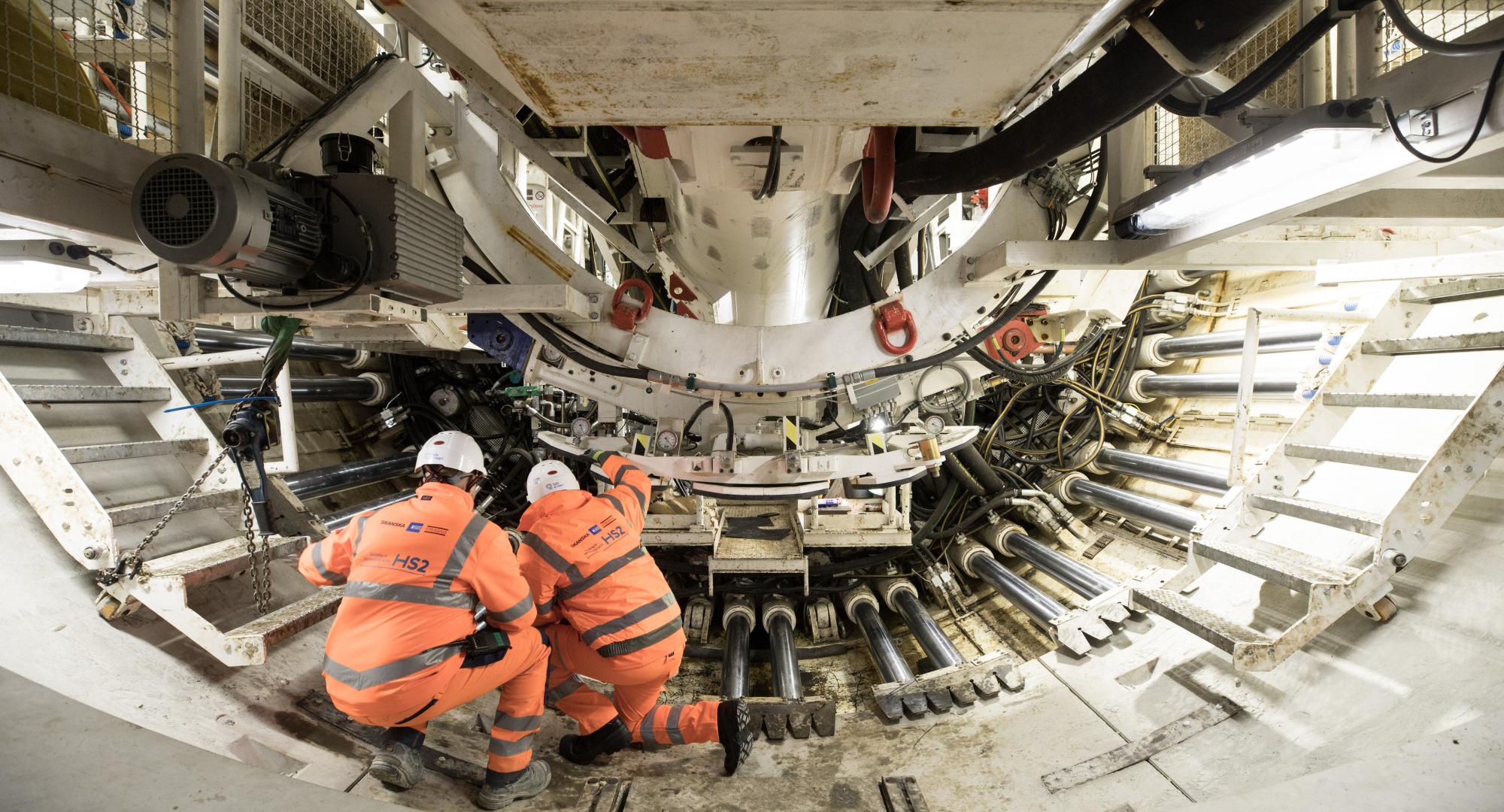 Engineers assemble HS2 TBM 'Lydia' at Atlas Road, London, via HS2 