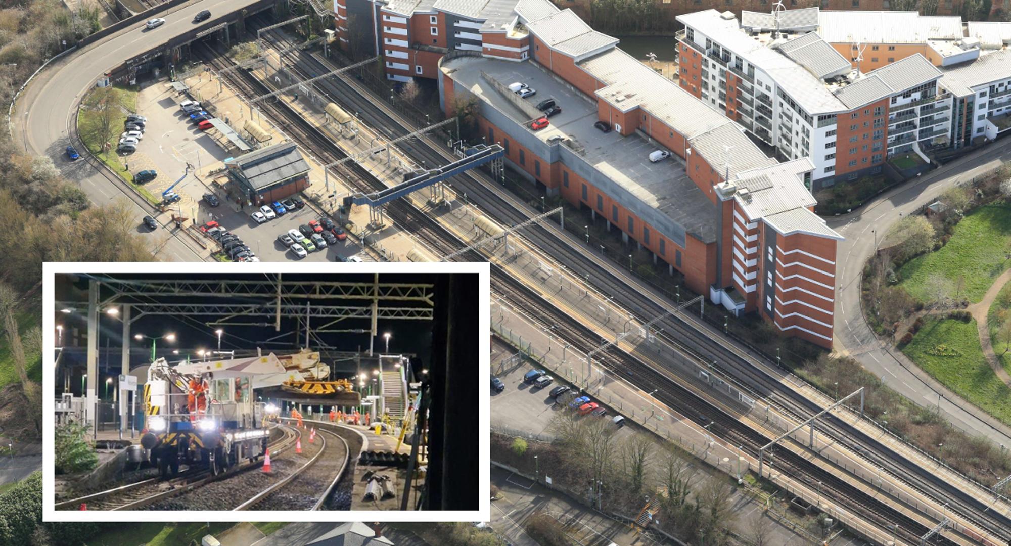 Overhead image of Network Rail's Wolverton track upgrades