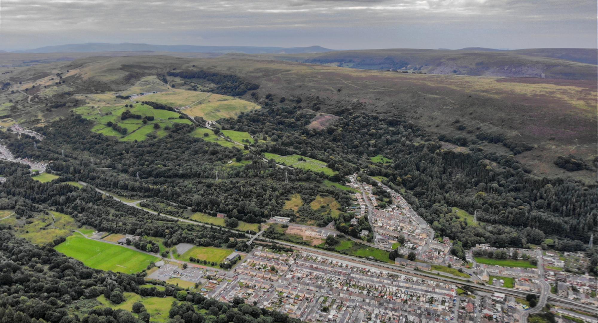 Overhead view of Ebbw Vale